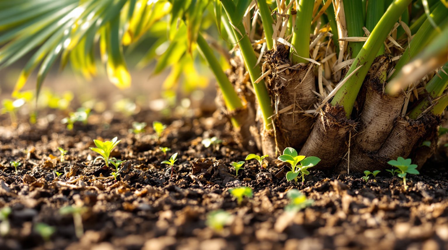 Que mettre au pied d’un palmier : astuces et idées pour un paillage parfait et un entretien facile
