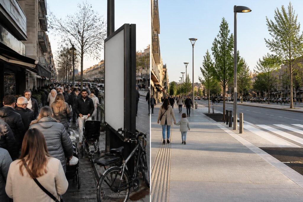 Trottoir encombré : quelles solutions pour garantir la sécurité des piétons ? découvrez les solutions pour désencombrer les trottoirs et assurer la sécurité des piétons en ville. améliorez la circulation piétonne et prévenez les accidents.